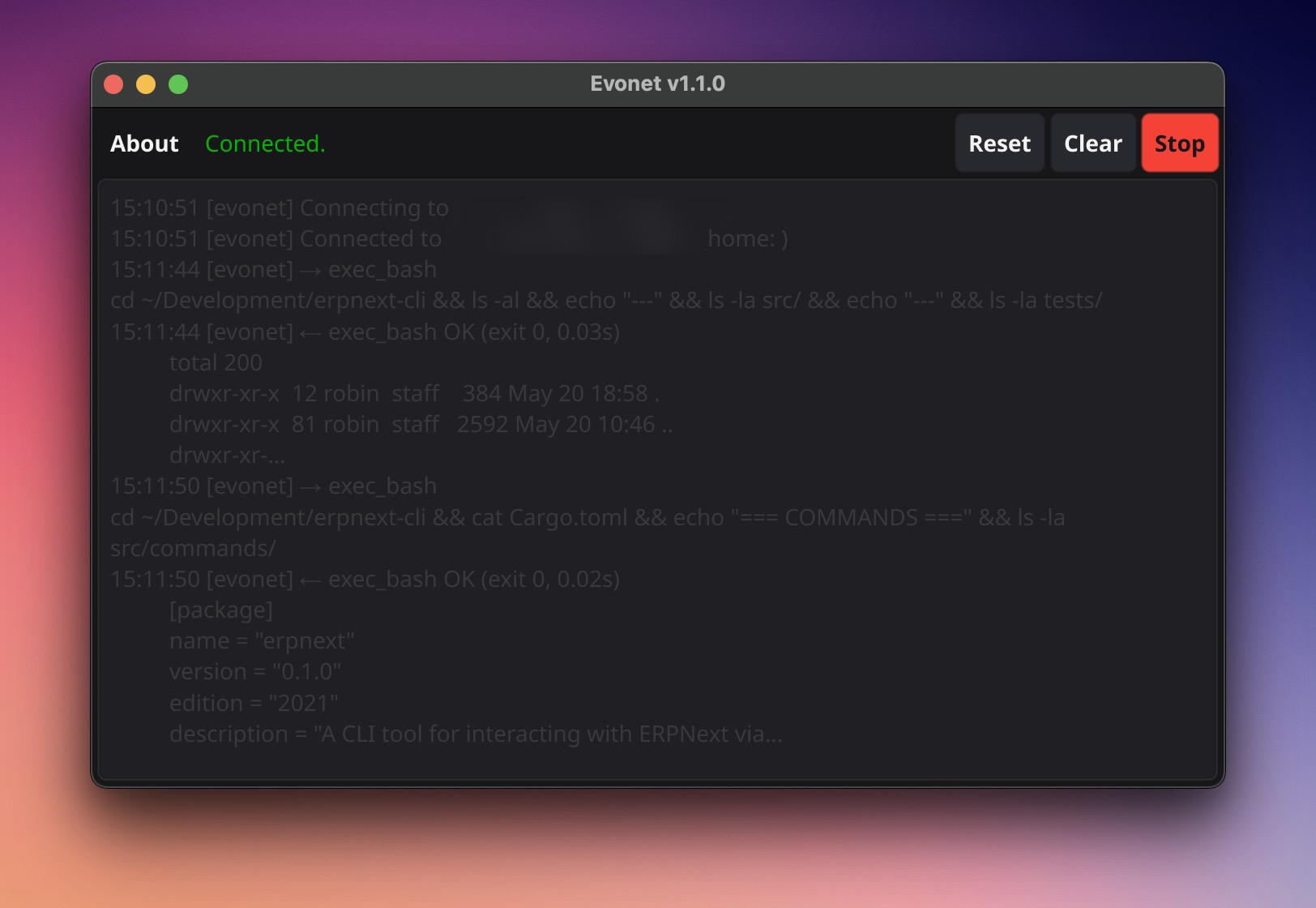 Evonet GUI on macOS